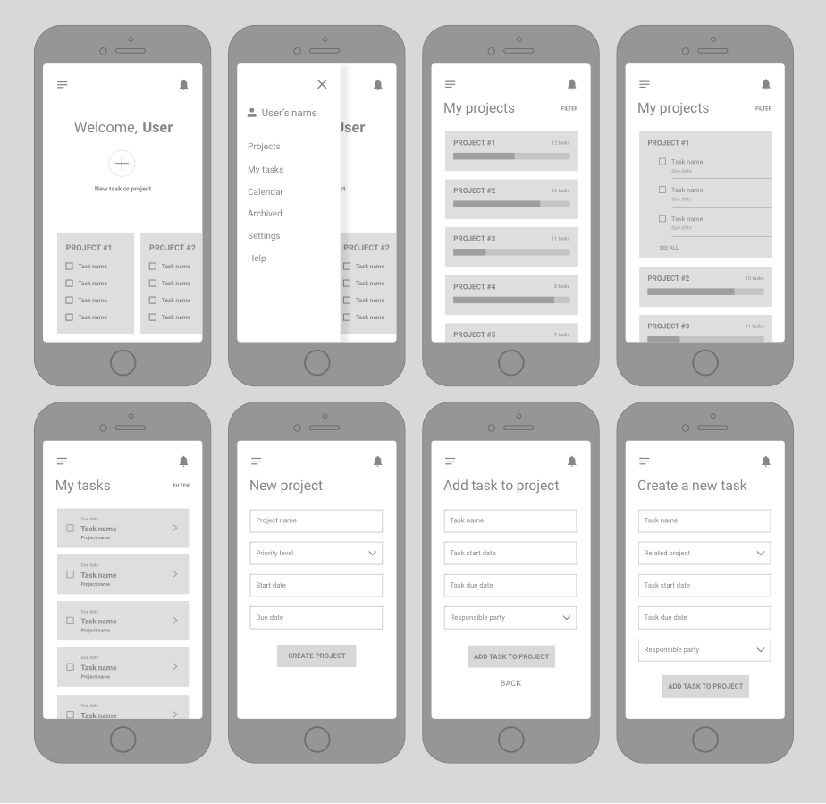 Hi-Fi wireframes